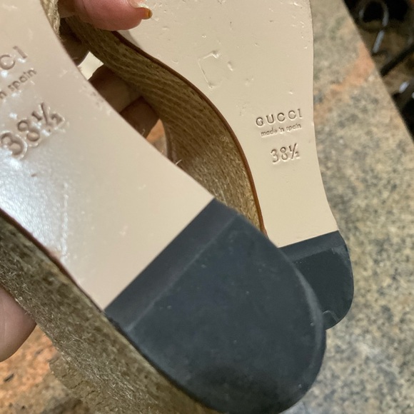 Gucci Open Toe Wedge Sandal, Beige Suede, 4.5 Inch Heel Height, Sz 38.5 / Sz 8.5 - Picture 12 of 12